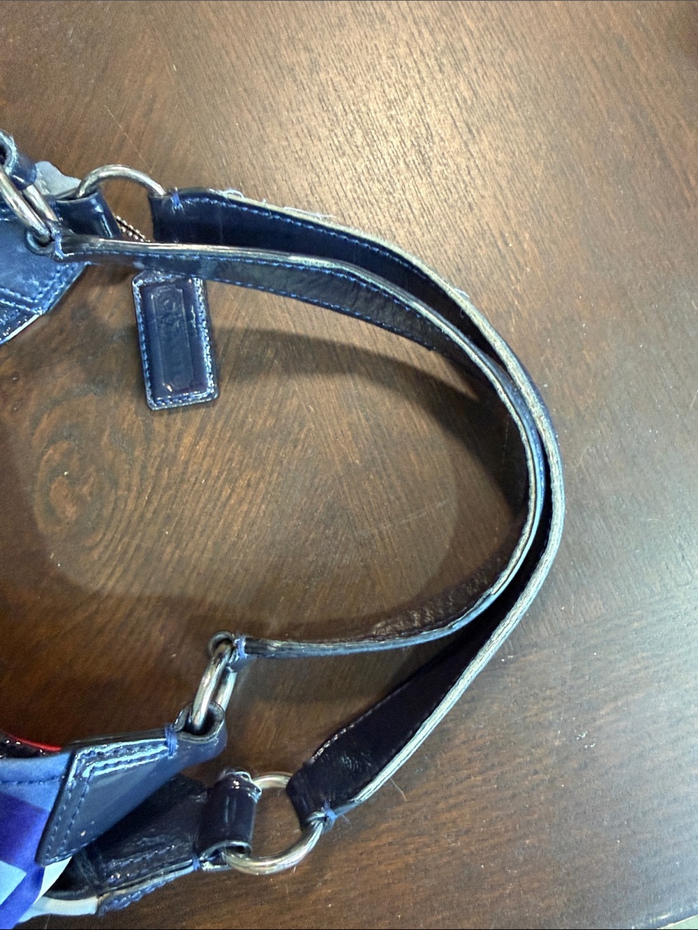 Coach Madison Maggie, Navy Red & White Signature Hobo with Matching wristlet - Picture 5 of 11